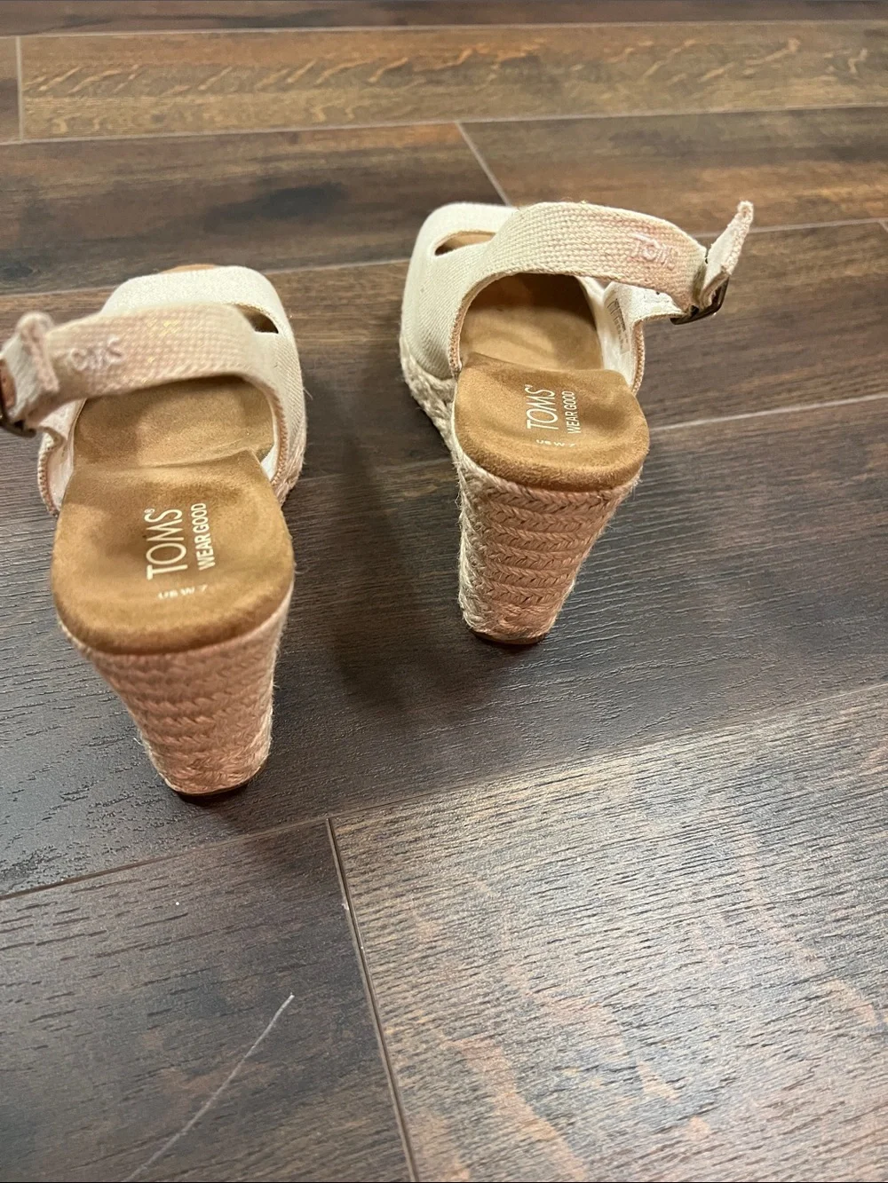TOMS Women's Cream Espadrille Wedge Sandals